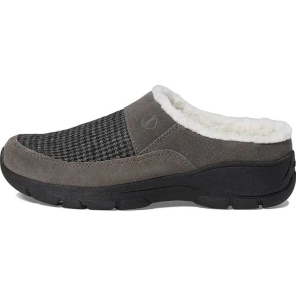 Lands' End Women 10M Gray Leather Suede Houndstooth All Weather Slip-On Mule NIP - Picture 7 of 9